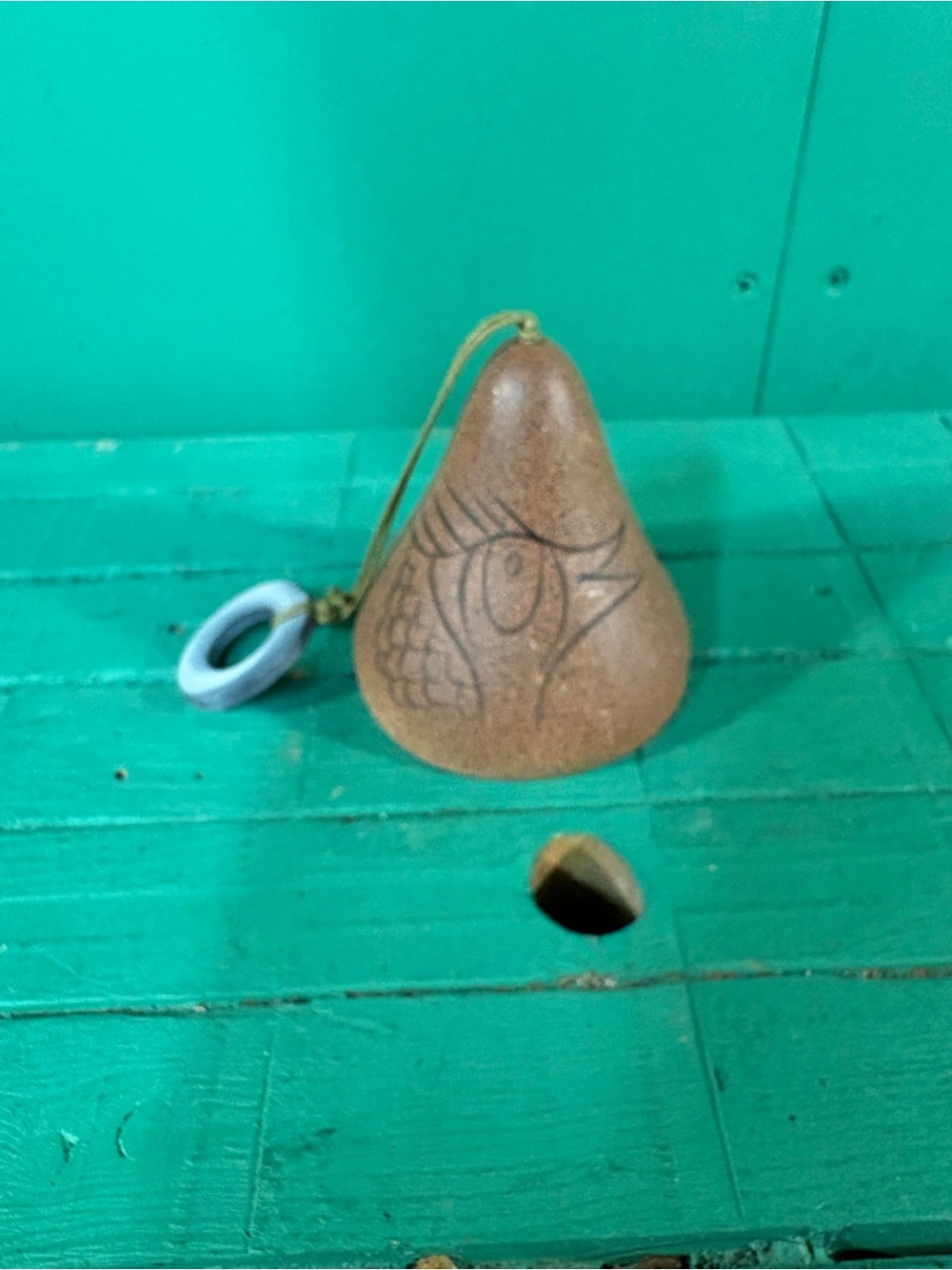 Handmade Brown Ceramic Bird Bell Lantern Accent